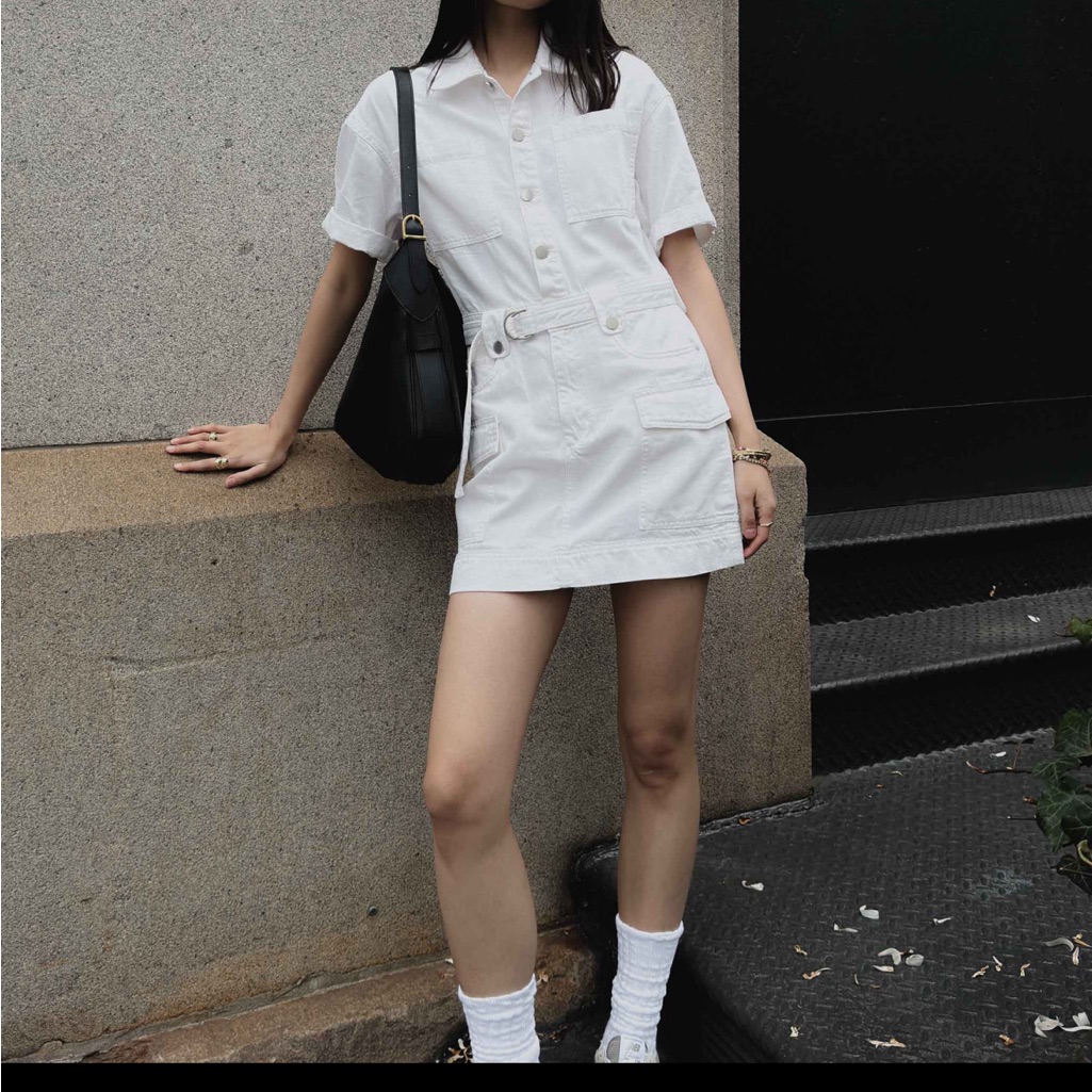 Dl1961 Colette Dress White Denim Jean Jumpsuit Romper Nwt